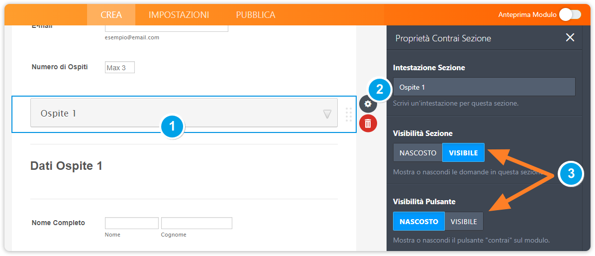 Mostrare o Nascondere Più Campi in una Volta Tramite l'elemento Contrai Sezione Image-2