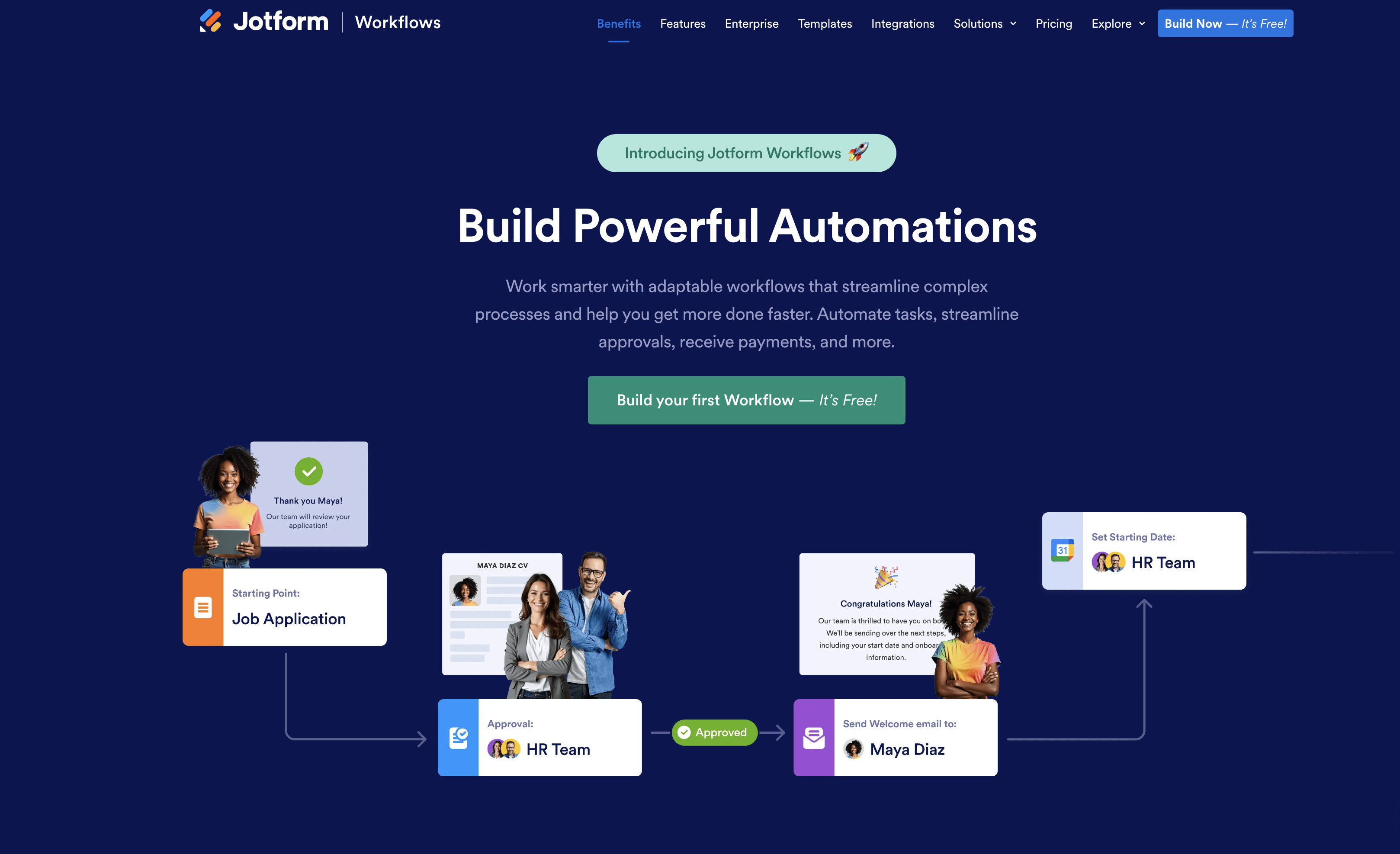 Jotform Workflows Landing Page