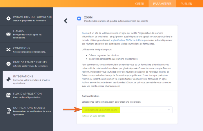 zoom-intégration-authentification-séléctionner-un-compte