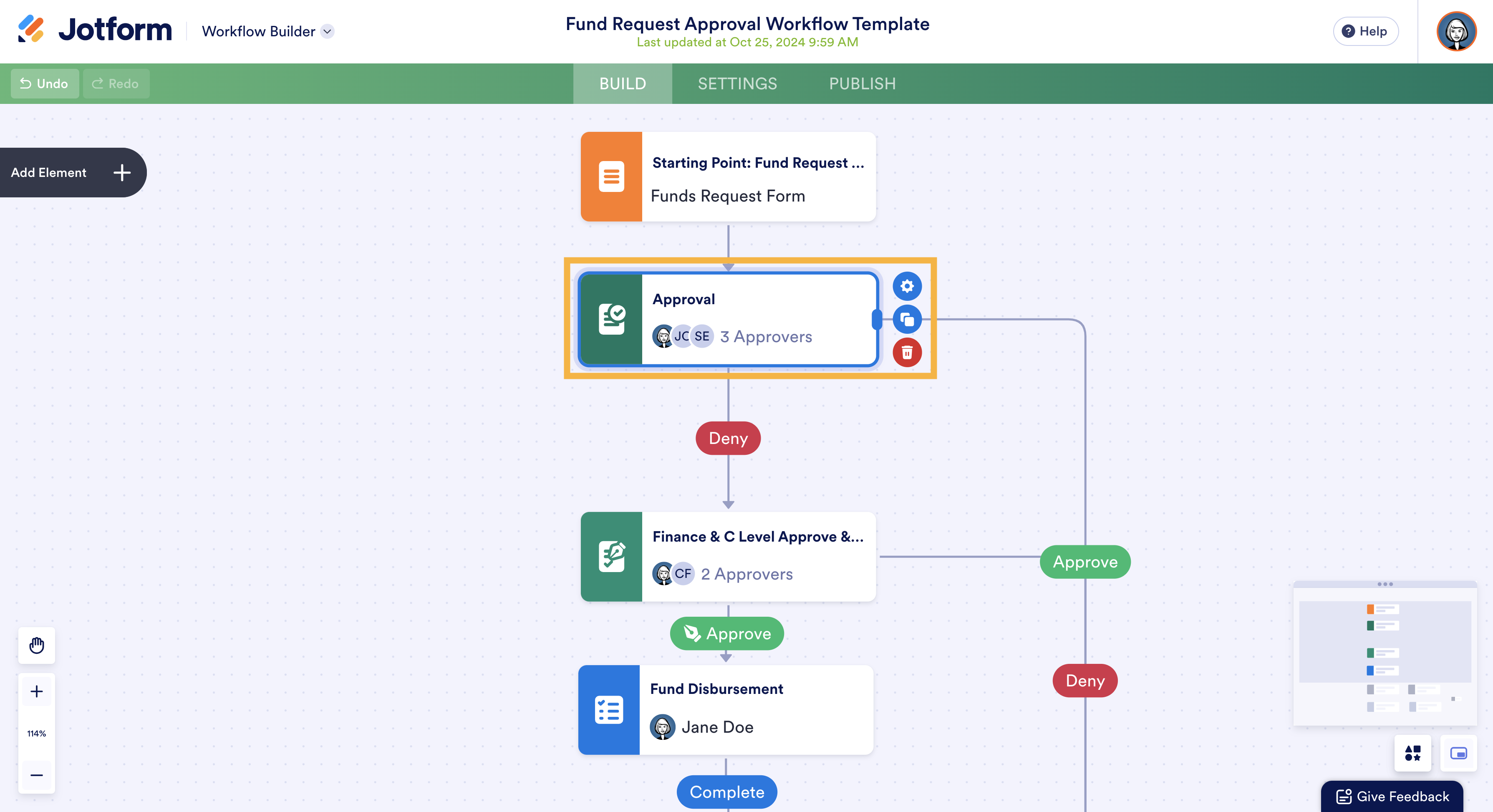 Highlighting the Approvers in the Approval Element in Jotform Workflows