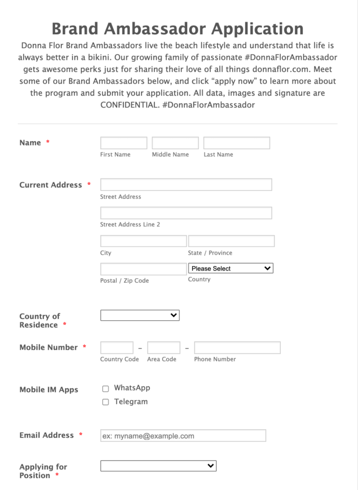 Brand Ambassador Application
