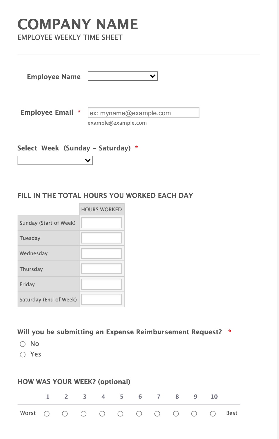Employee Timesheet and Reporting Tool Template