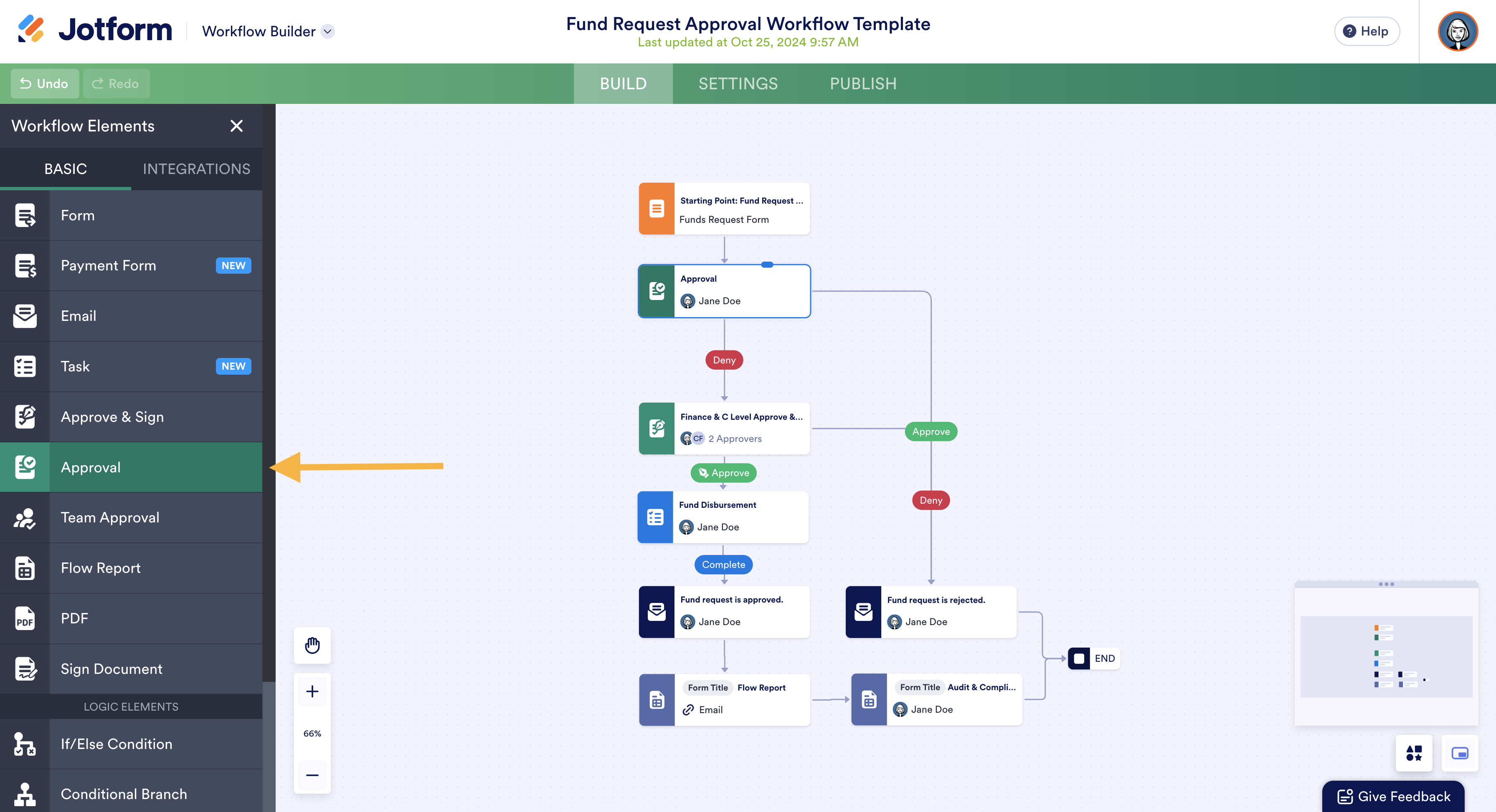 Screenshot of a cursor hovering over the 'Approval' element