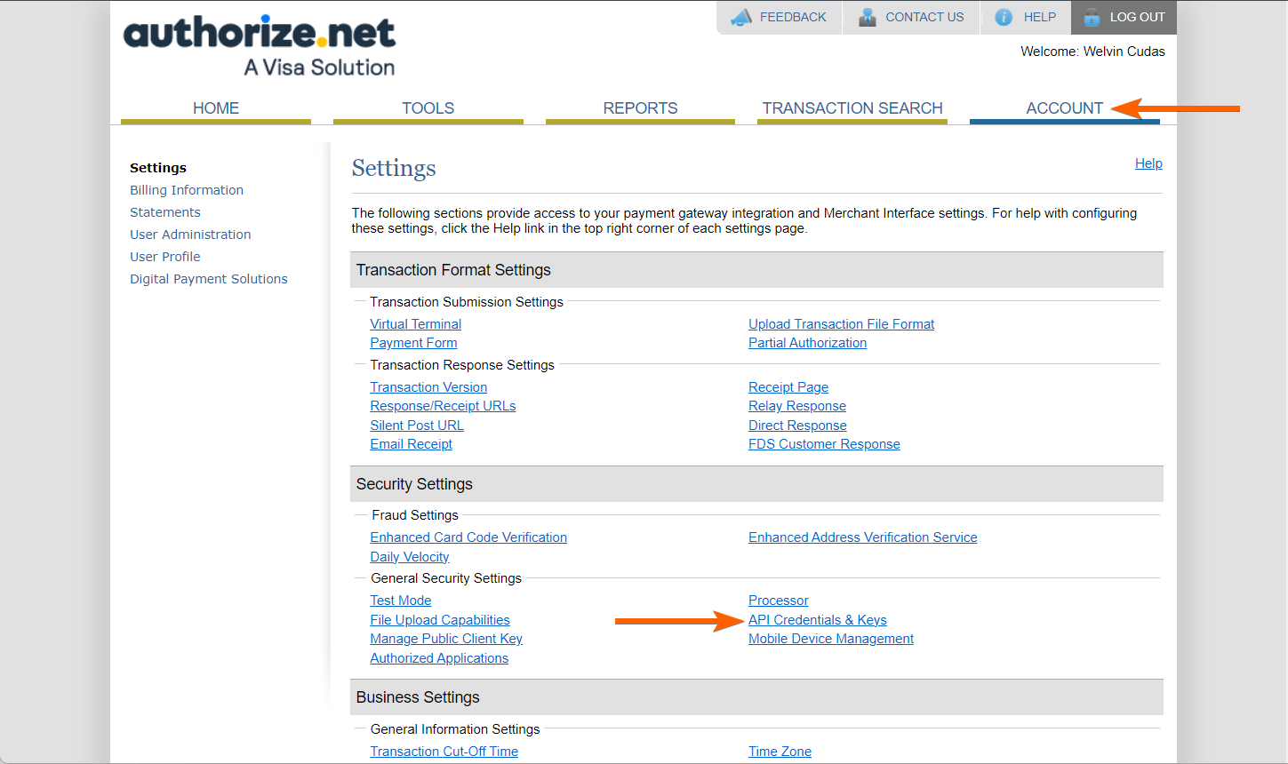 Einstellungen des Authorize