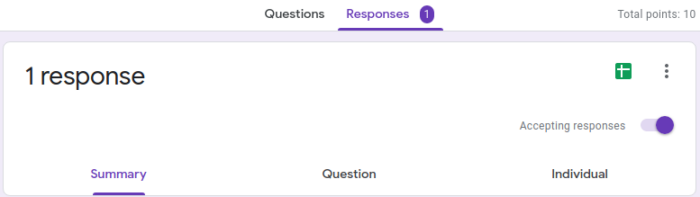 google forms reponses
