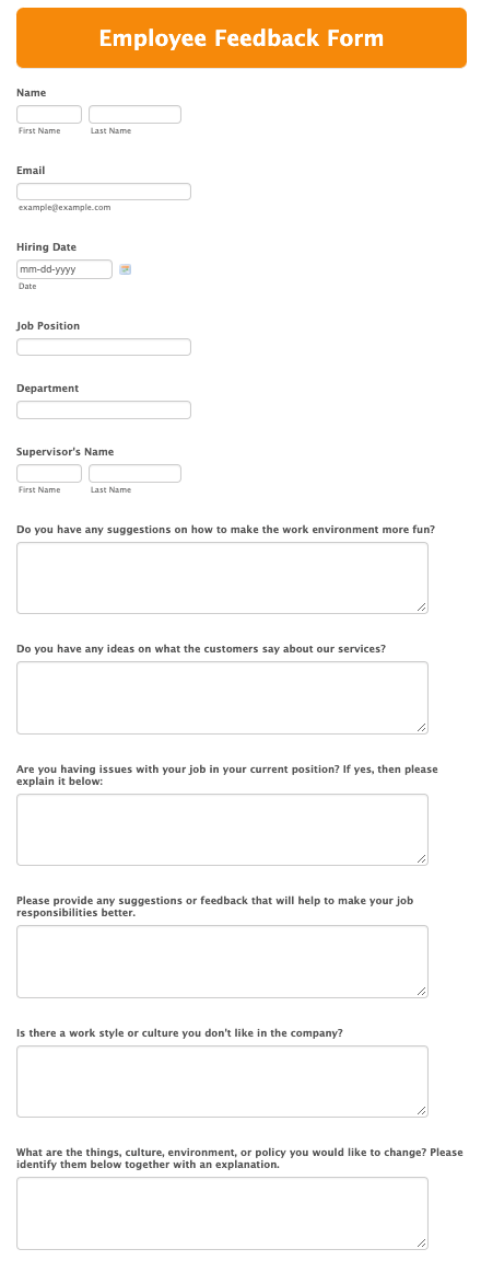 Employee Feedback Form Template