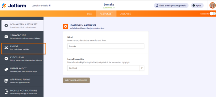 Älykkäät lomakkeet: Ehdollinen logiikka ja sen käyttö lomakkeilla Image-1