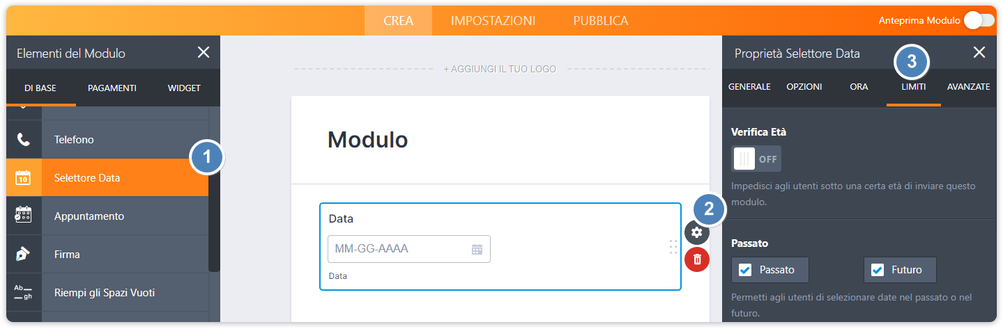 Come Utilizzare l'Opzione Limiti del Campo Selettore Data Image-1