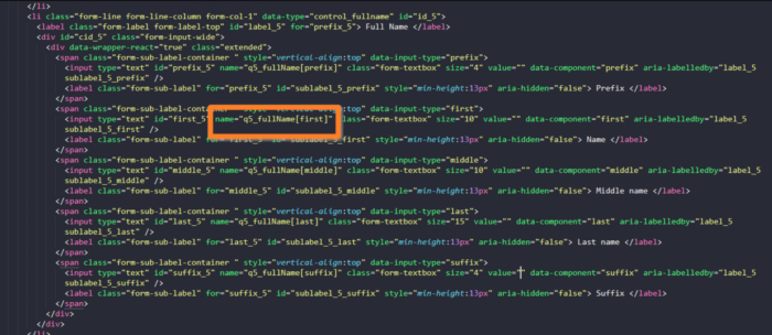 Jotform lomakkeen kenttien esitäyttäminen URL-parametreillä Image-4