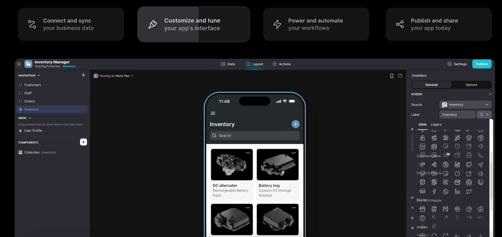 User Interface of Glide