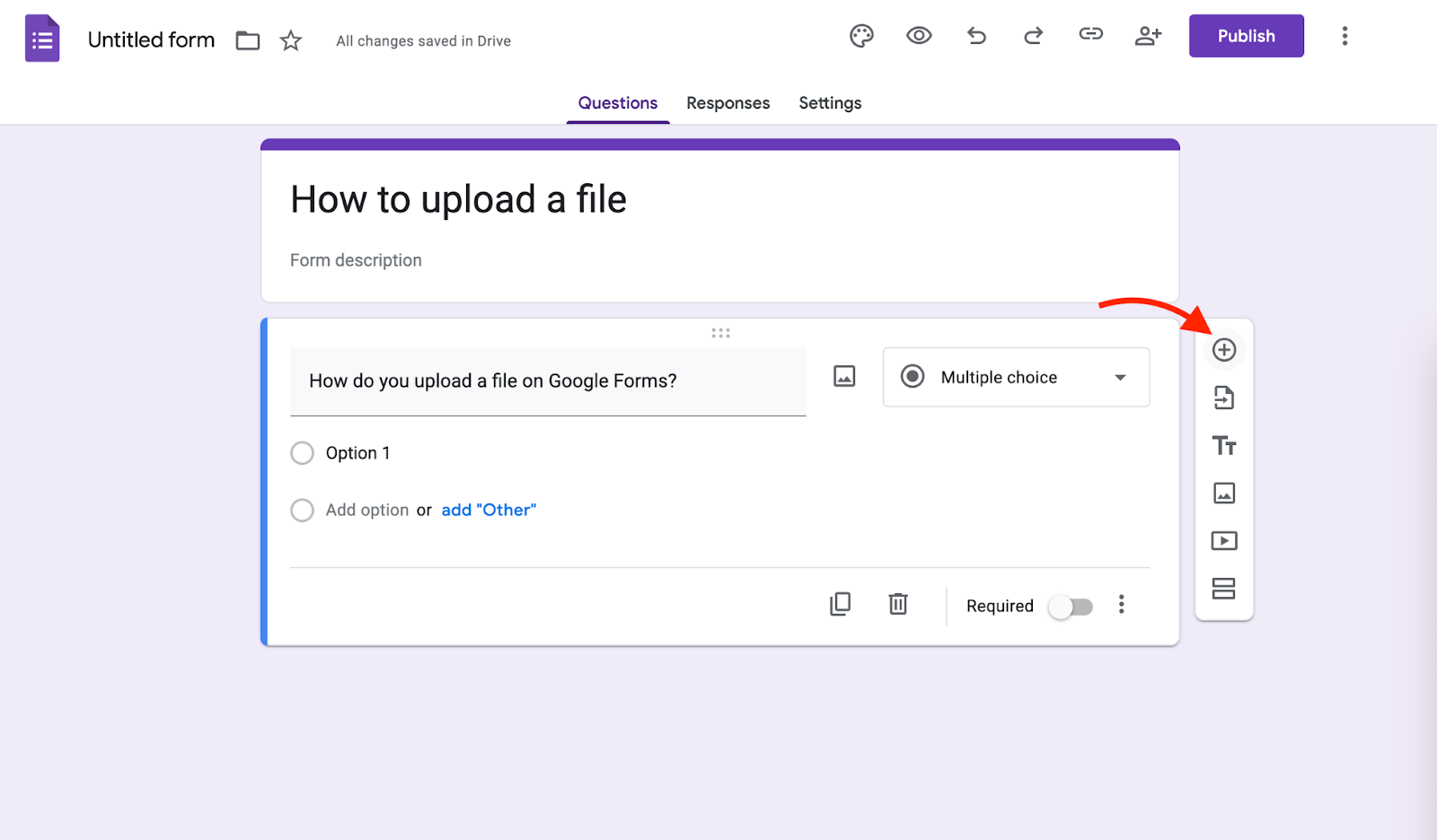 Google Forms Form Designer Add Question Button