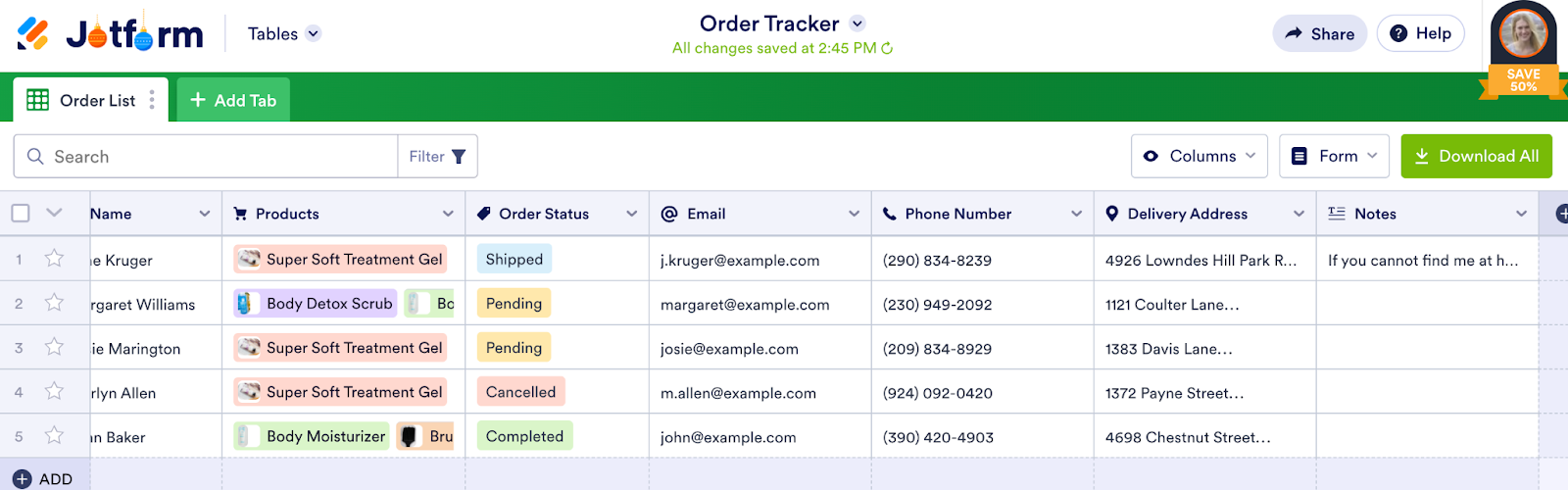 Order Tracker Template