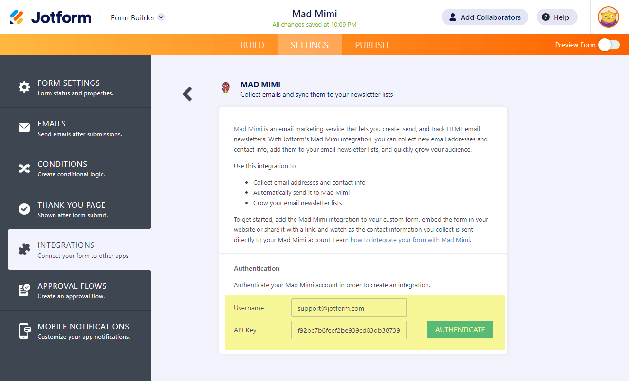 How to Integrate Jotform with Mad Mimi Image-2