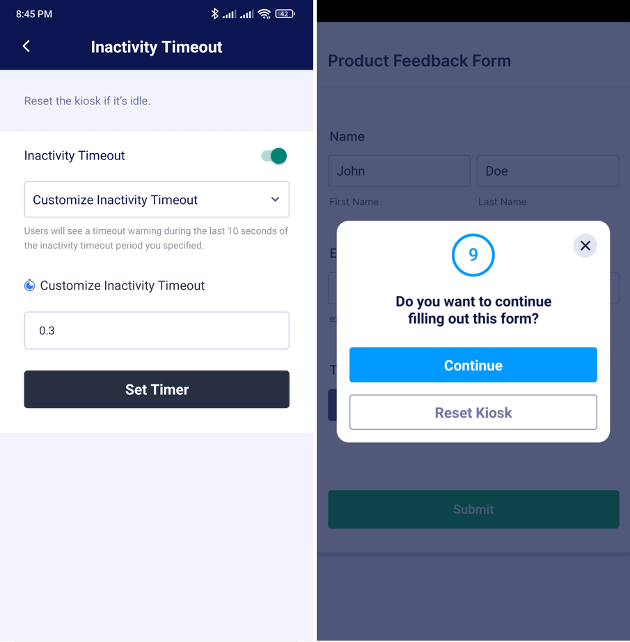 Jotform Mobile Forms Inactivity Timeout