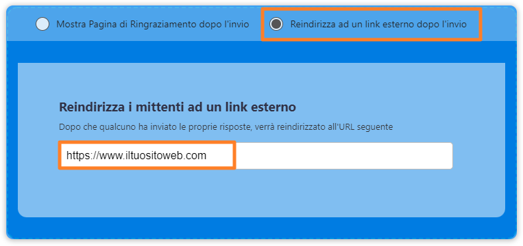 Come Indirizzare gli Utenti su un Link Esterno dal tuo Modulo Cartolina? Image-1