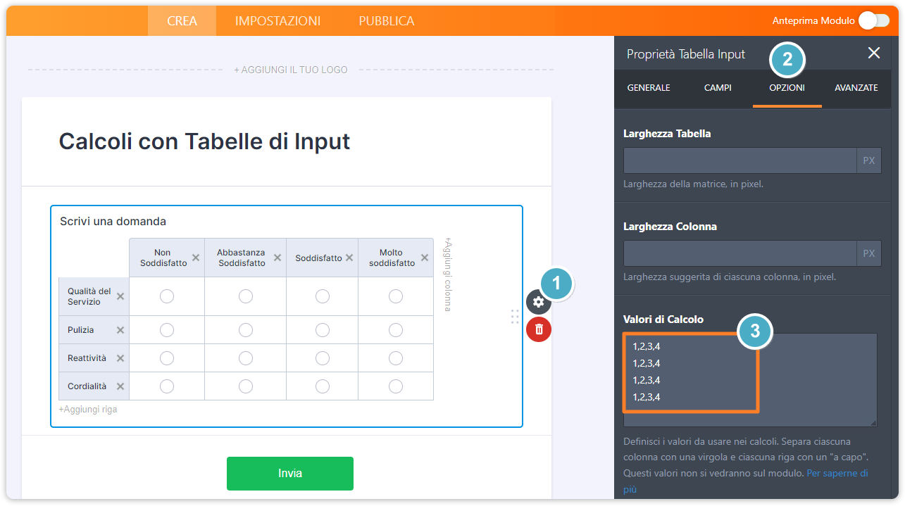 Come Effettuare Calcoli con le Tabelle di Input? Image-3