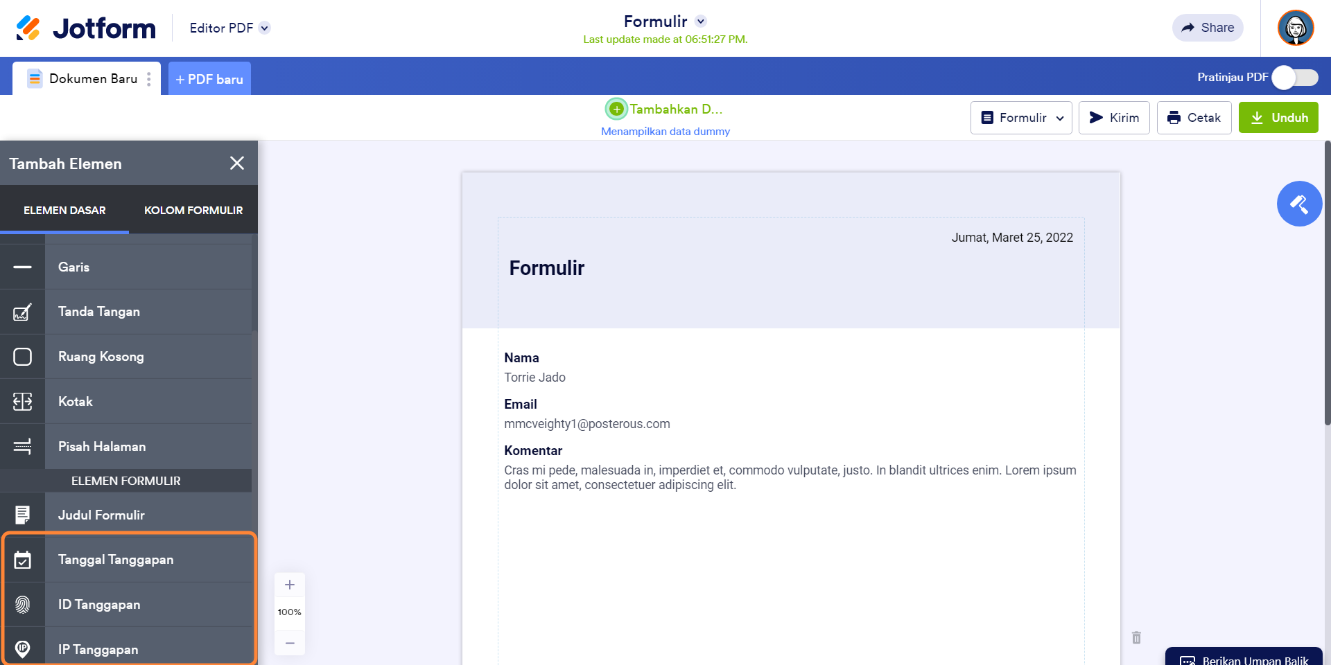 Bagaimana Cara Menerapkan Data Tanggapan Formulir ke dalam Dokumen PDF Image-3