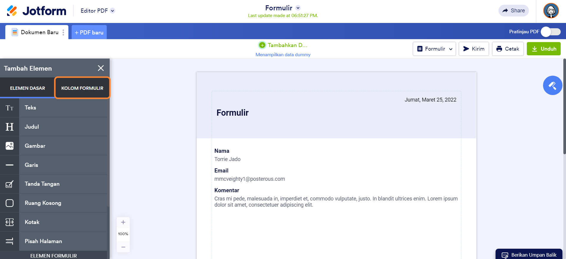 Bagaimana Cara Menerapkan Data Tanggapan Formulir ke dalam Dokumen PDF Image-4