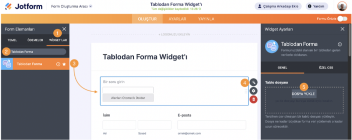 Tablodan Forma Widget’ı Nasıl Kullanılır Image-3