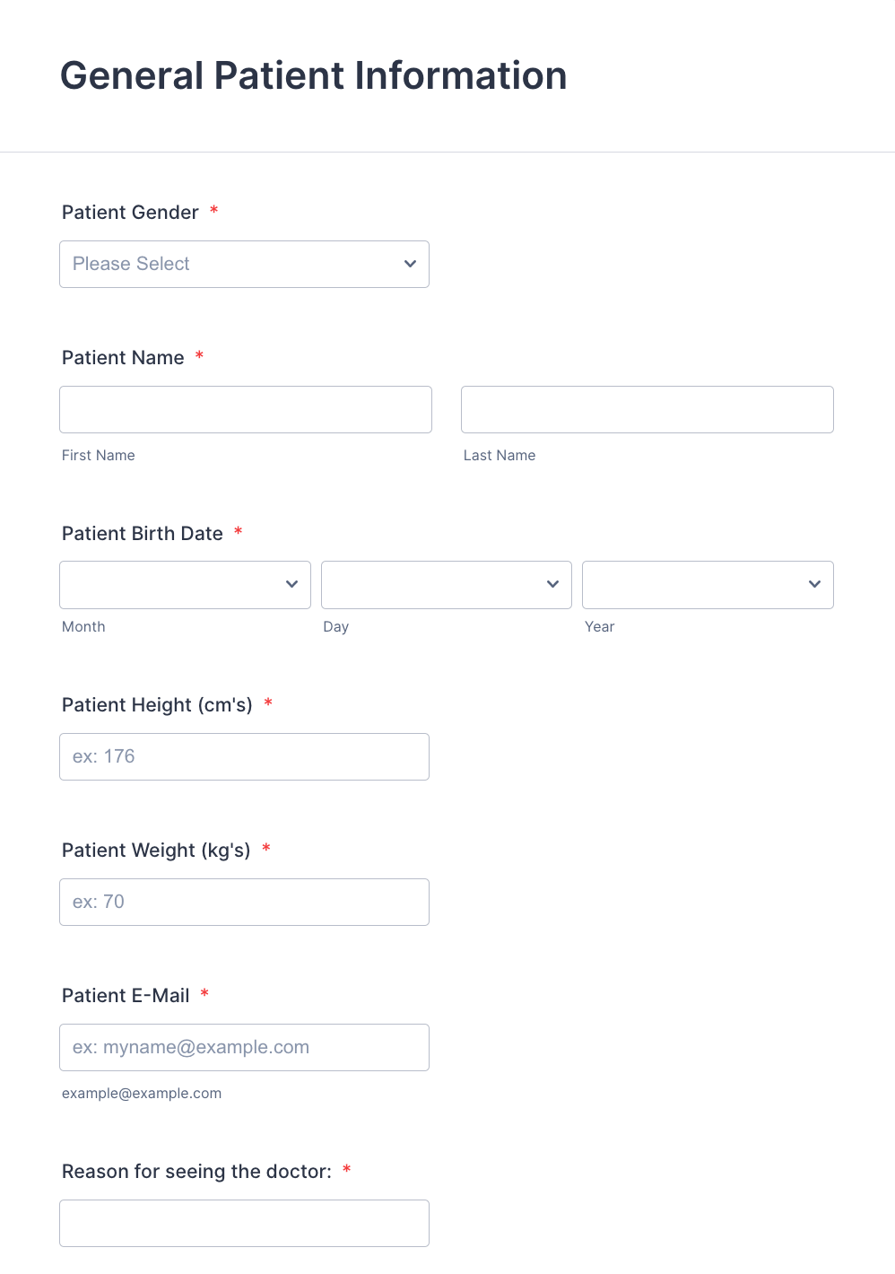 Patient Medical History Form Template