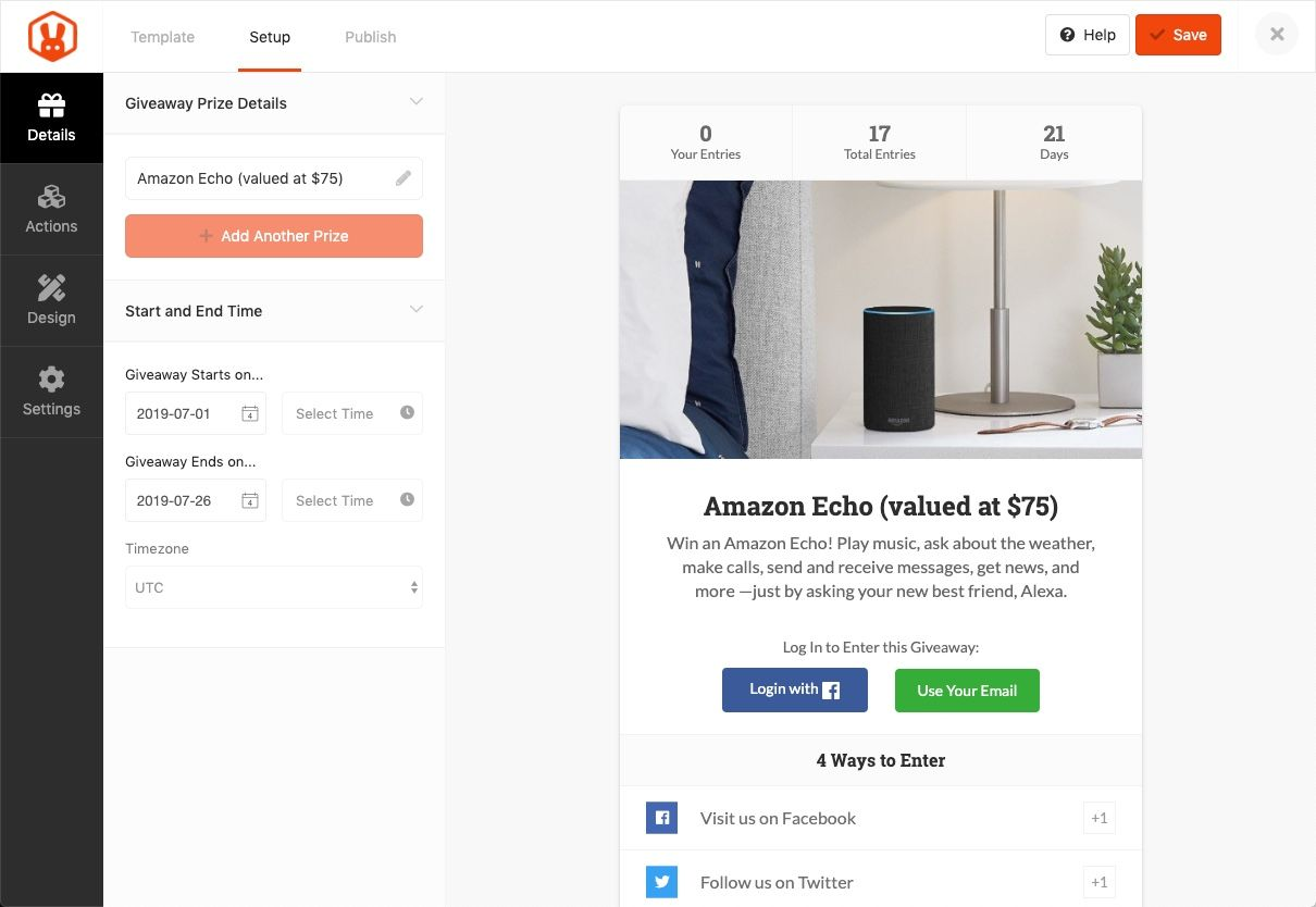 User Interface of RafflePress