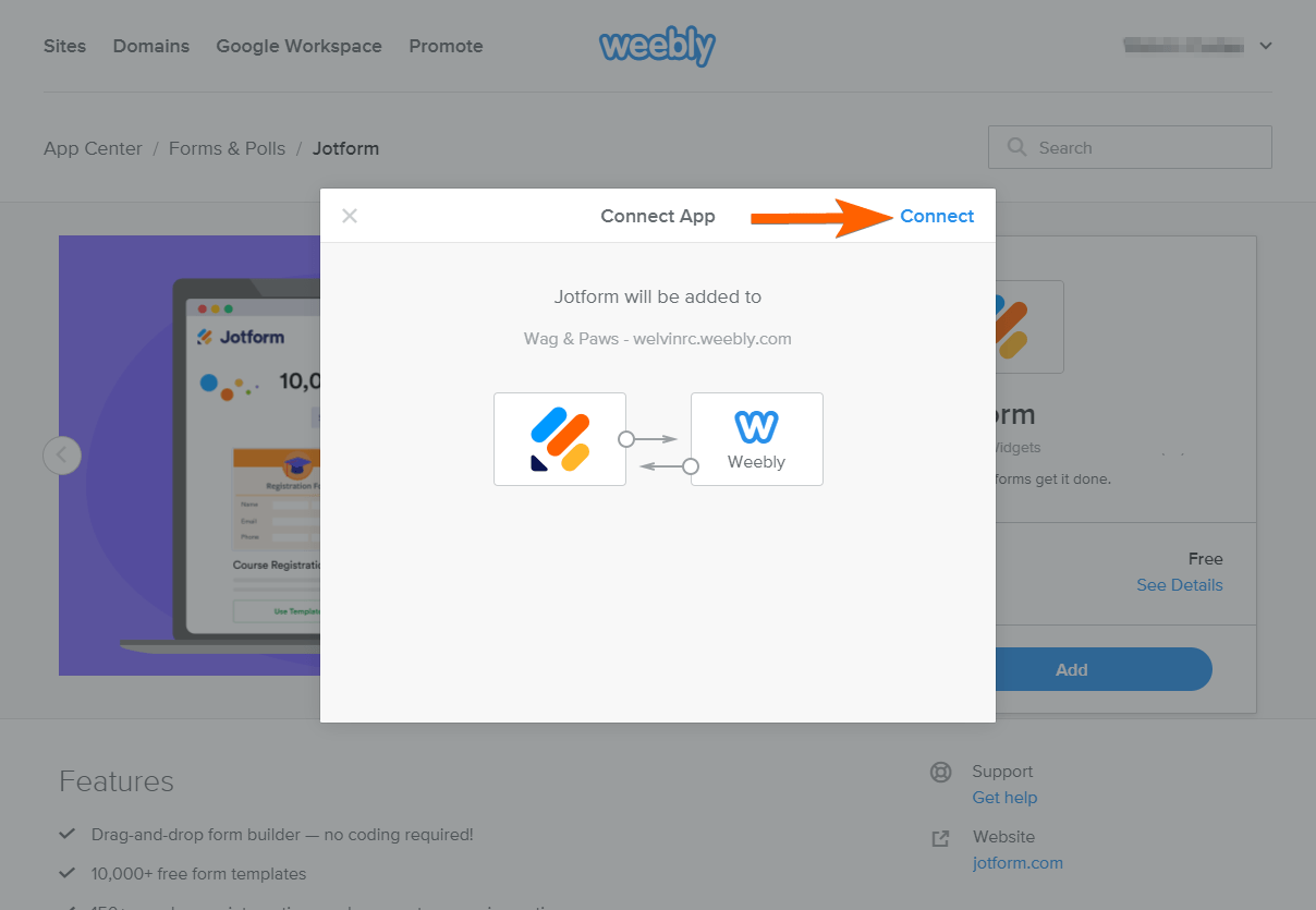 Adding a Form to Your Weebly Website Using Jotform App for Weebly Image-2