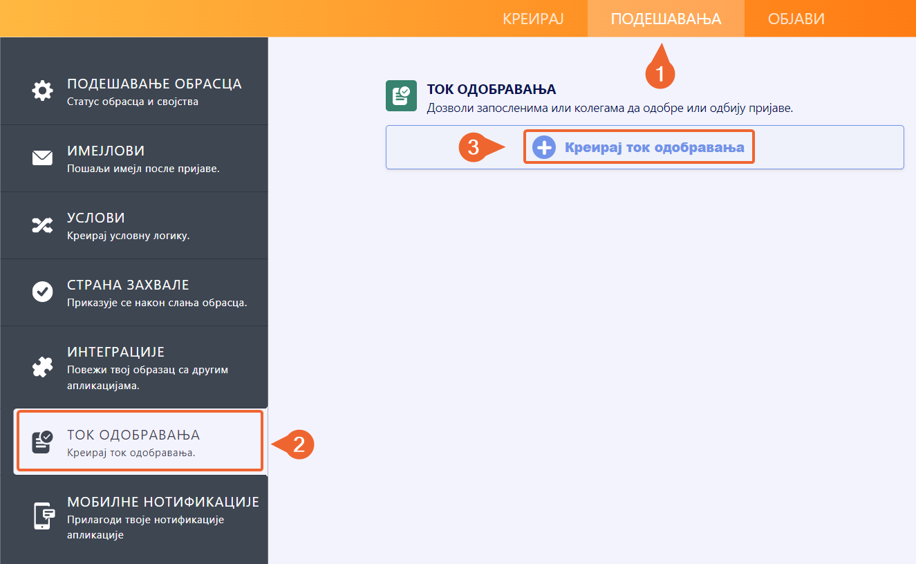 Креирање тока обрасца