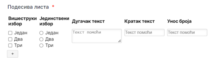 Пример подесиве листе