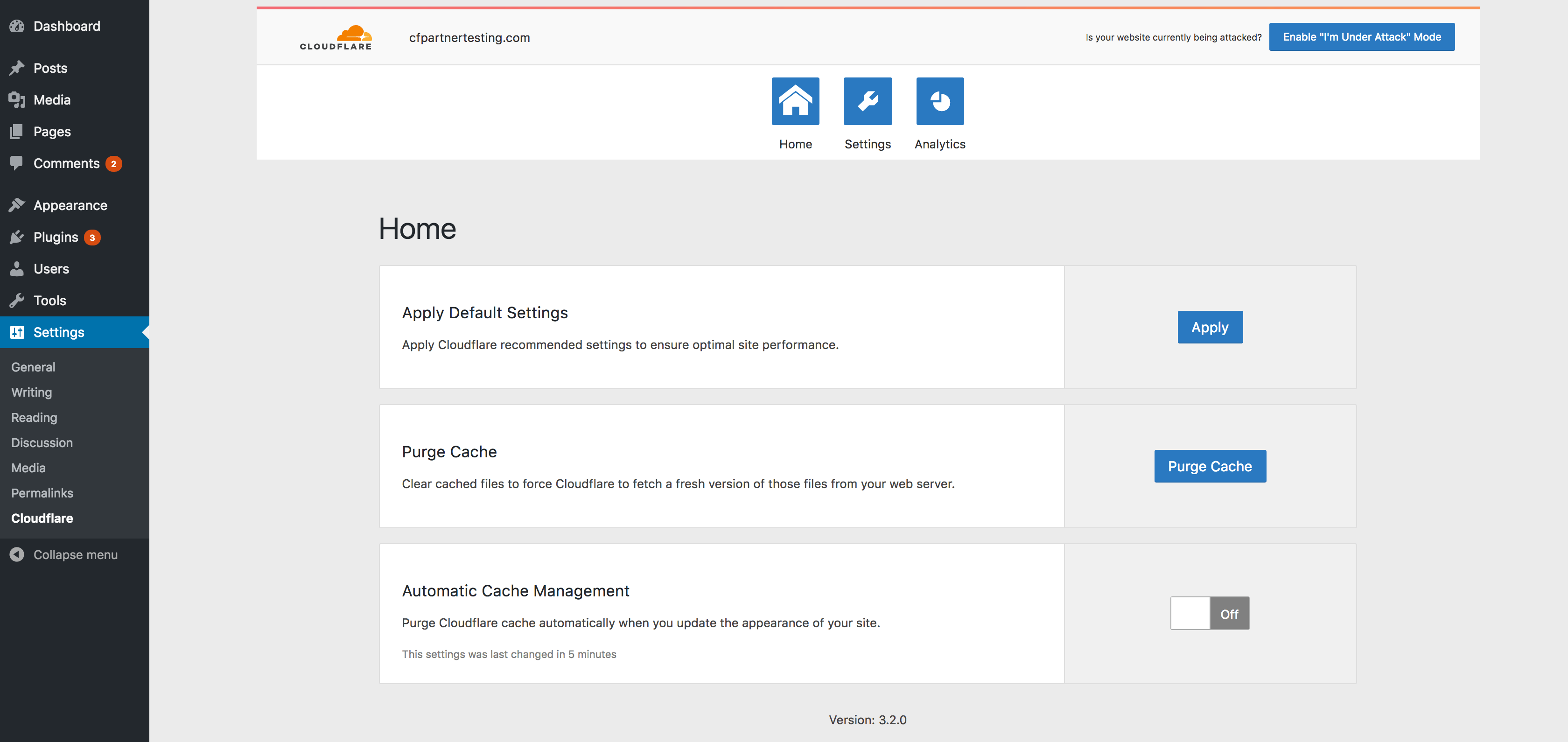 Cloudflare Plugin in WordPress