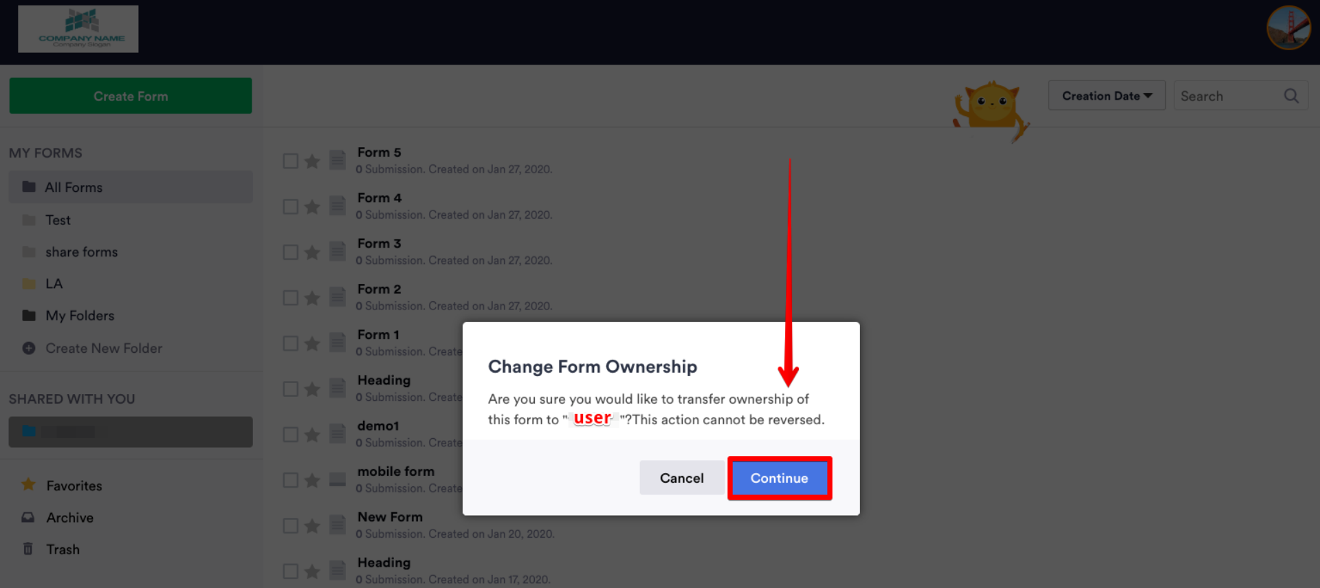Cara Berbagi Formulir dengan Pengguna Lain di Server Enterprise Image-10