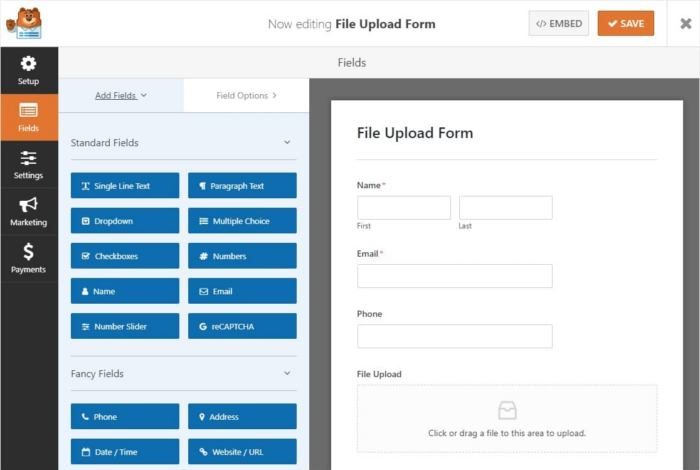 File upload form