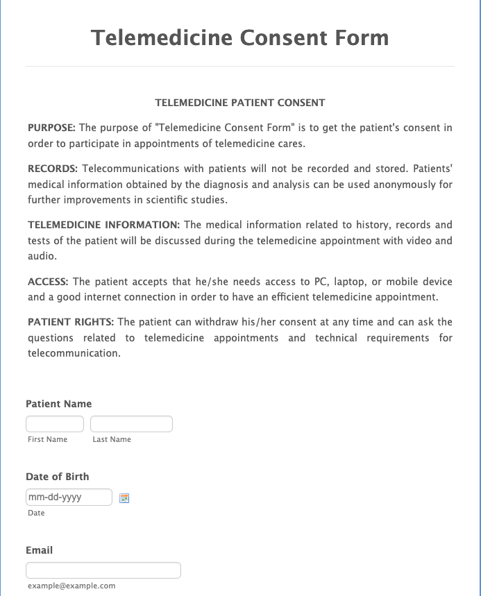 Telemedicine Consent Form Template