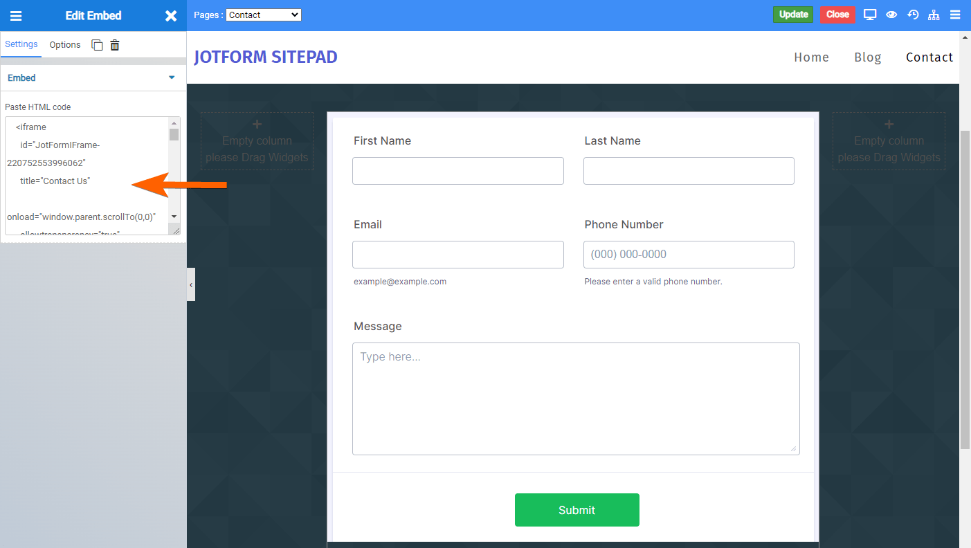 How to Add a Contact Form in SitePad Image-4