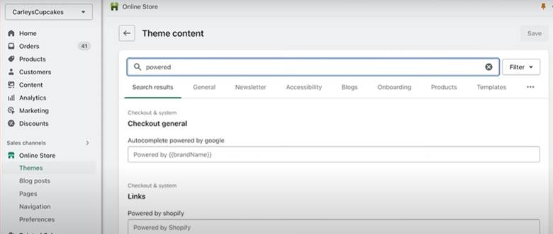 Theme Content Tab Search Box