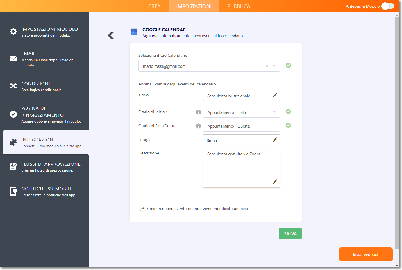 Come Utilizzare Google Calendar - Crea Eventi tramite i tuoi Moduli Image-2