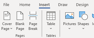 Microsoft Word Insert Tab
