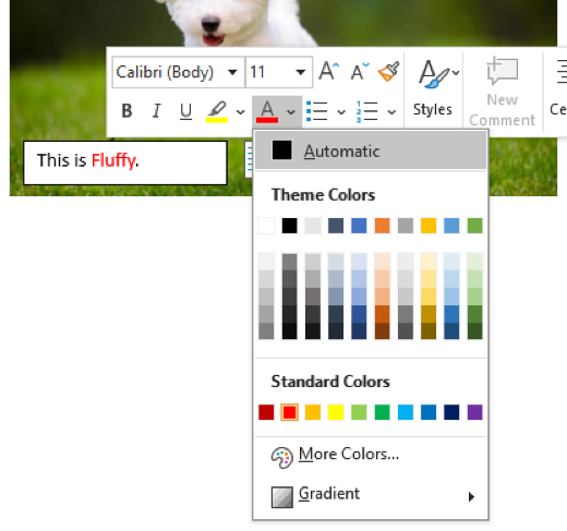 Microsoft Word Change the Text Color