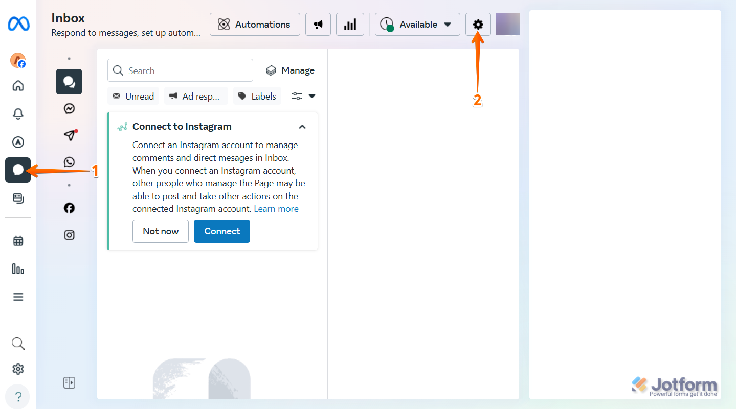 Accessing Inbox and Settings in Meta Business Suite