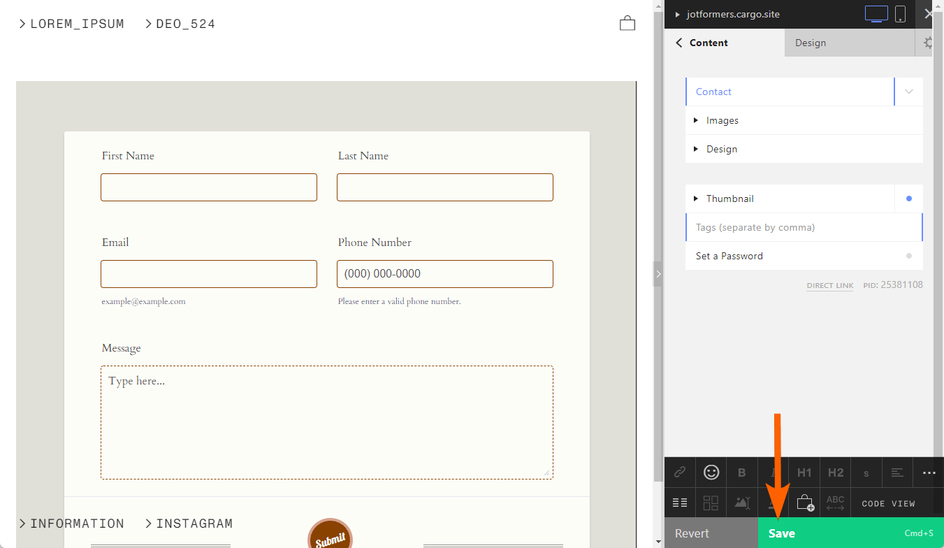 Adicionando um Formulário ao seu Site Cargo Image-3