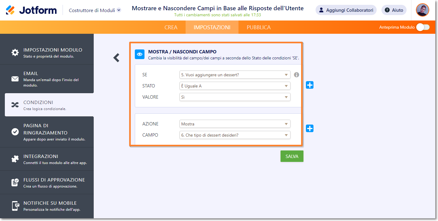 Come Mostrare o Nascondere un Campo in Base alla Risposta dell'Utente Image-3