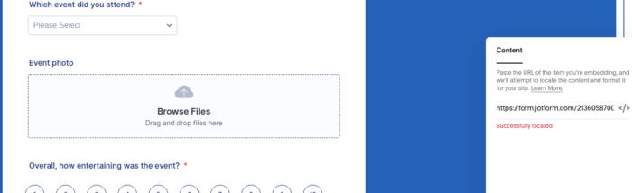 Pasting the Embed Link to a Form