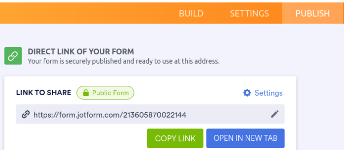 Navigating to the Publish Tab in Jotform Form Builder