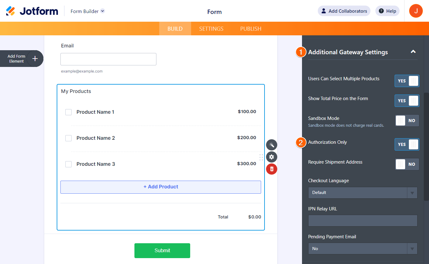 Payment additional gateway settings authorization