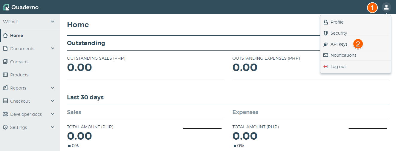 quaderno-api-keys-option