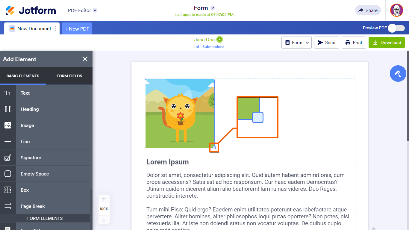 The resize icon in the PDF Editor