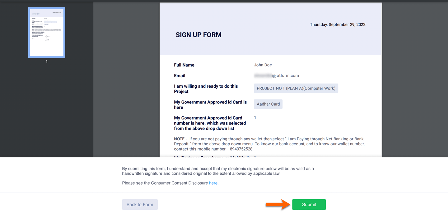 agree jotform sign terms