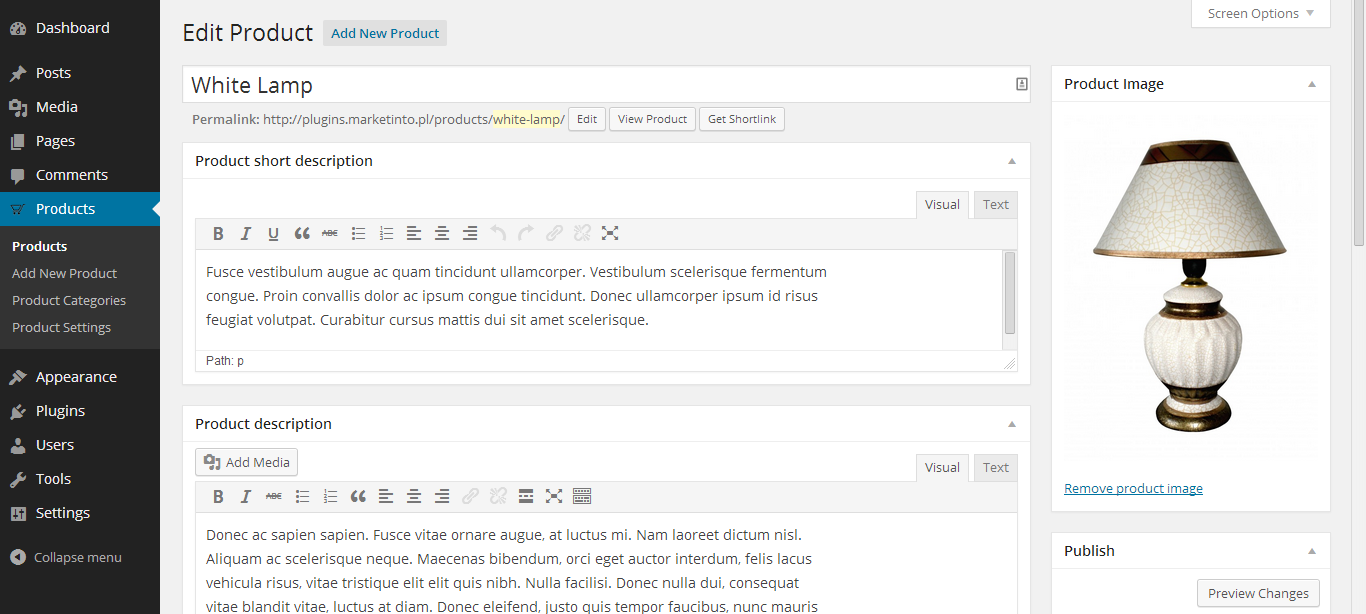 eCommerce Product Catalog WordPress User Interface