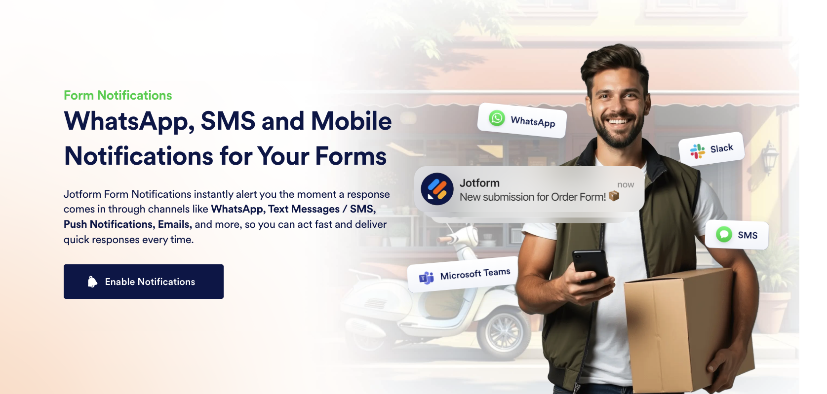 Jotform Form Notifications Landing Page