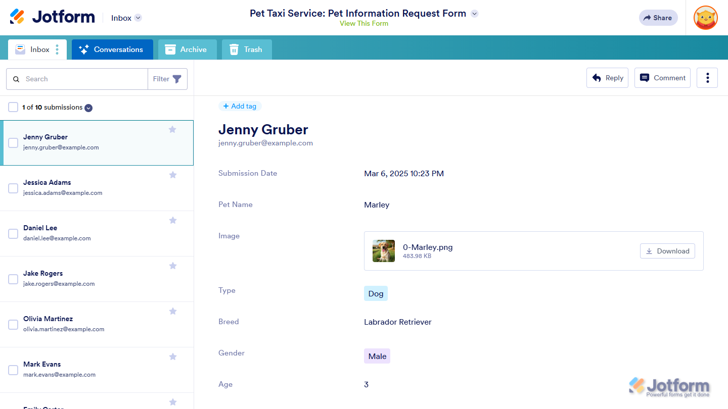 View submissions in the Jotform Inbox
