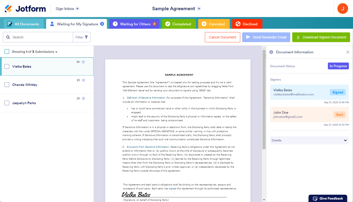 jotform-sign-inbox-waiting-for-my-signature-tab